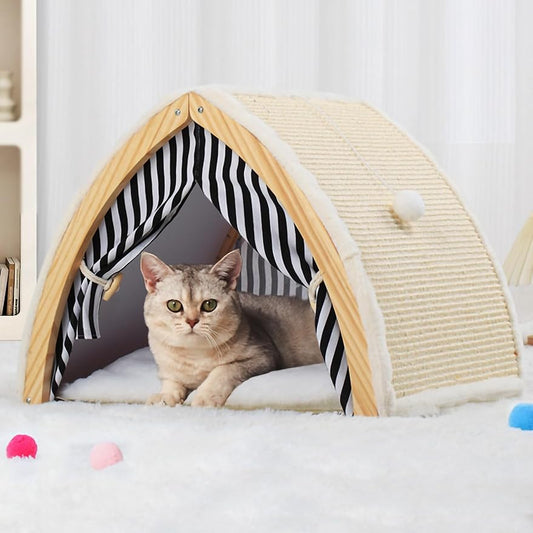 Cat House Tent Shape with Sisal Scratcher